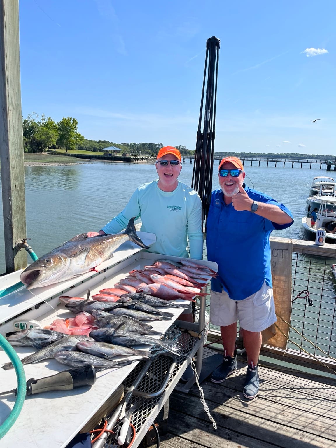 A dock catch of cobia, snapper and other bottom fish cleaned at the docks
