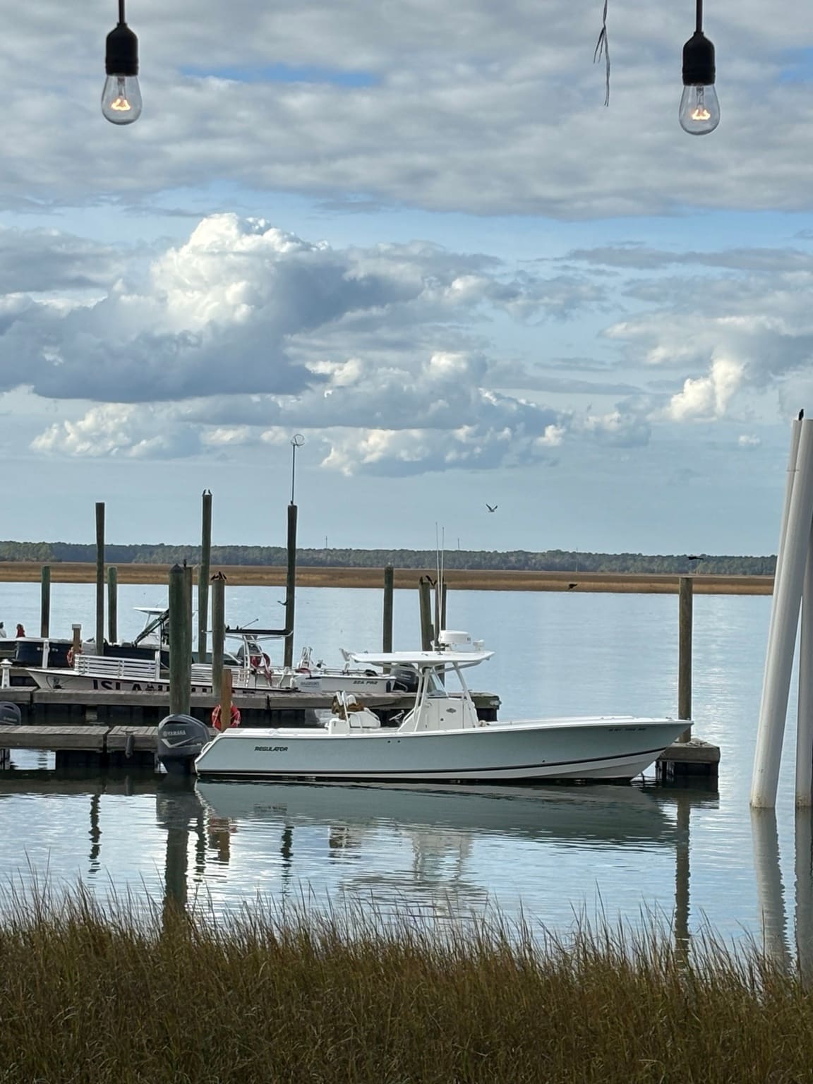 The Southern Hook Regulator 32 tied up at the marina near Harbour Town